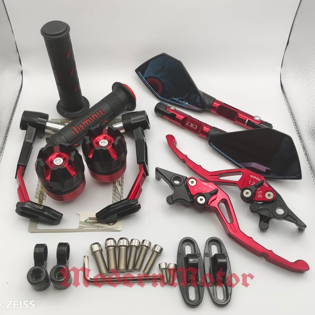 [PAKET 5in1] Spion Tomok V2+Proguard Robot besi+Handle CNC+Grip domino+Jalu as D-Tracker KLX CRF 150 Ninja 250 Ninja R Ninja RR  DTracker CBR 150 Mx-king Vario 160