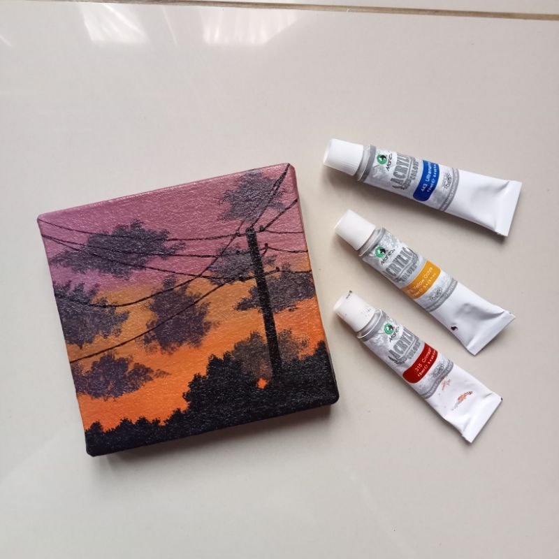 

Lukisan Cat Akrilik Mini Kanvas ukuran 10x10 CM