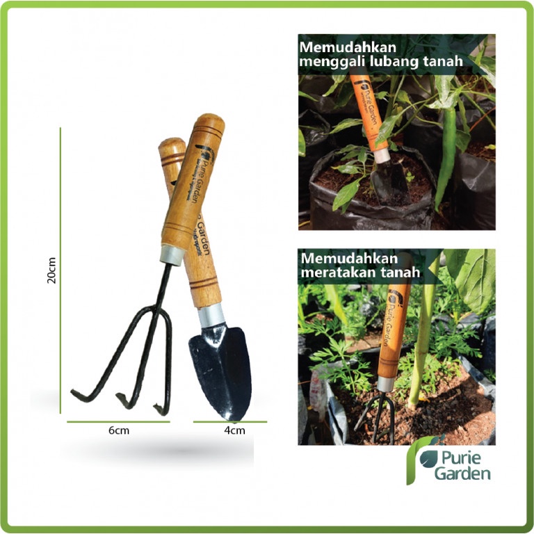 Set 2in1 Sekop dan Garu Mini Tanaman Berkebun Penggali Puriegarden PG SBY