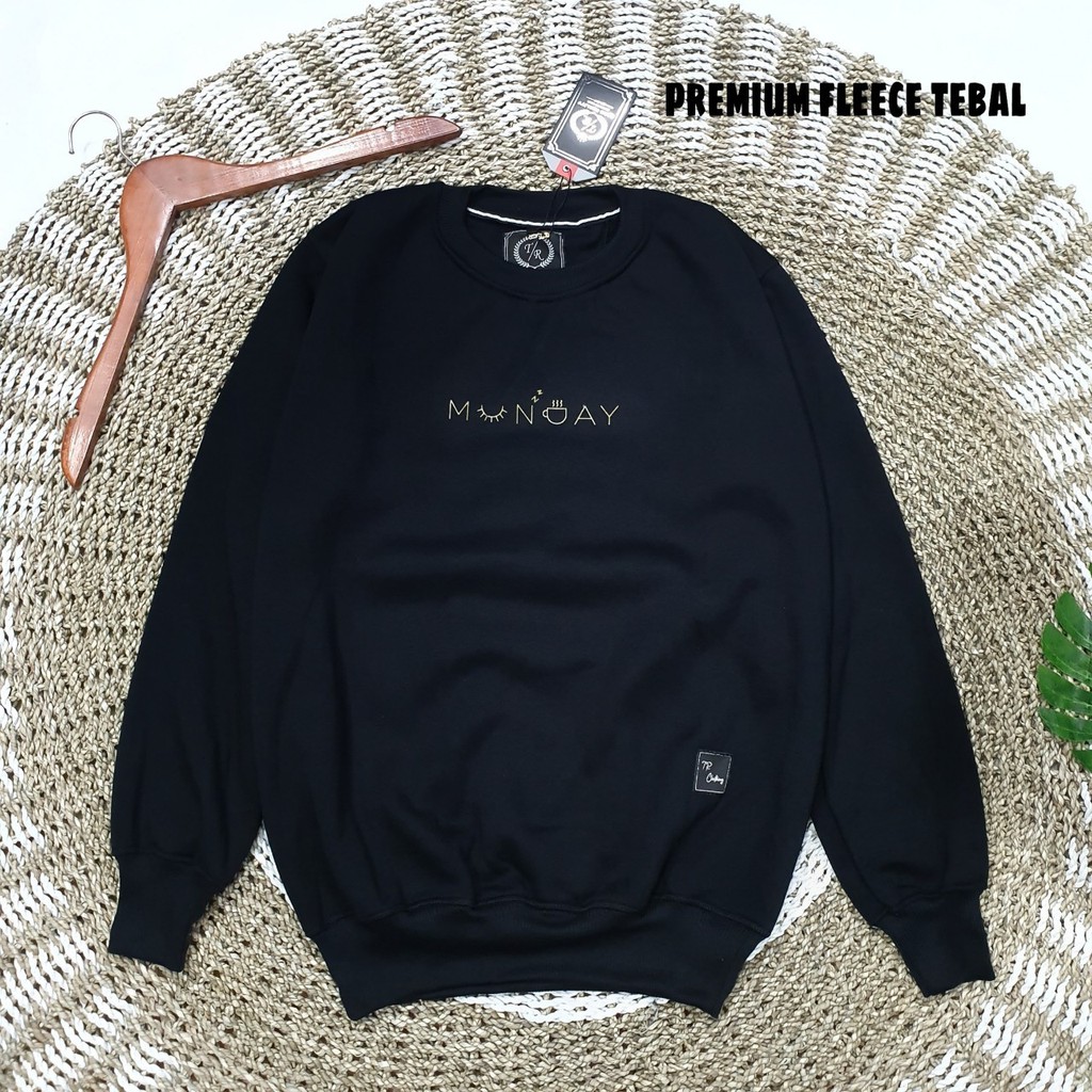 Sweater Crowneck Oversize Cardigan Oblong Cowok Cewek Warna Hitam Crewneck Pria Original Black Erfolg Clothing Distro Brand Lokal Bandung Unisex Cewek Cowok Suwiter Jumbo Couple Pasangan Murah Premium