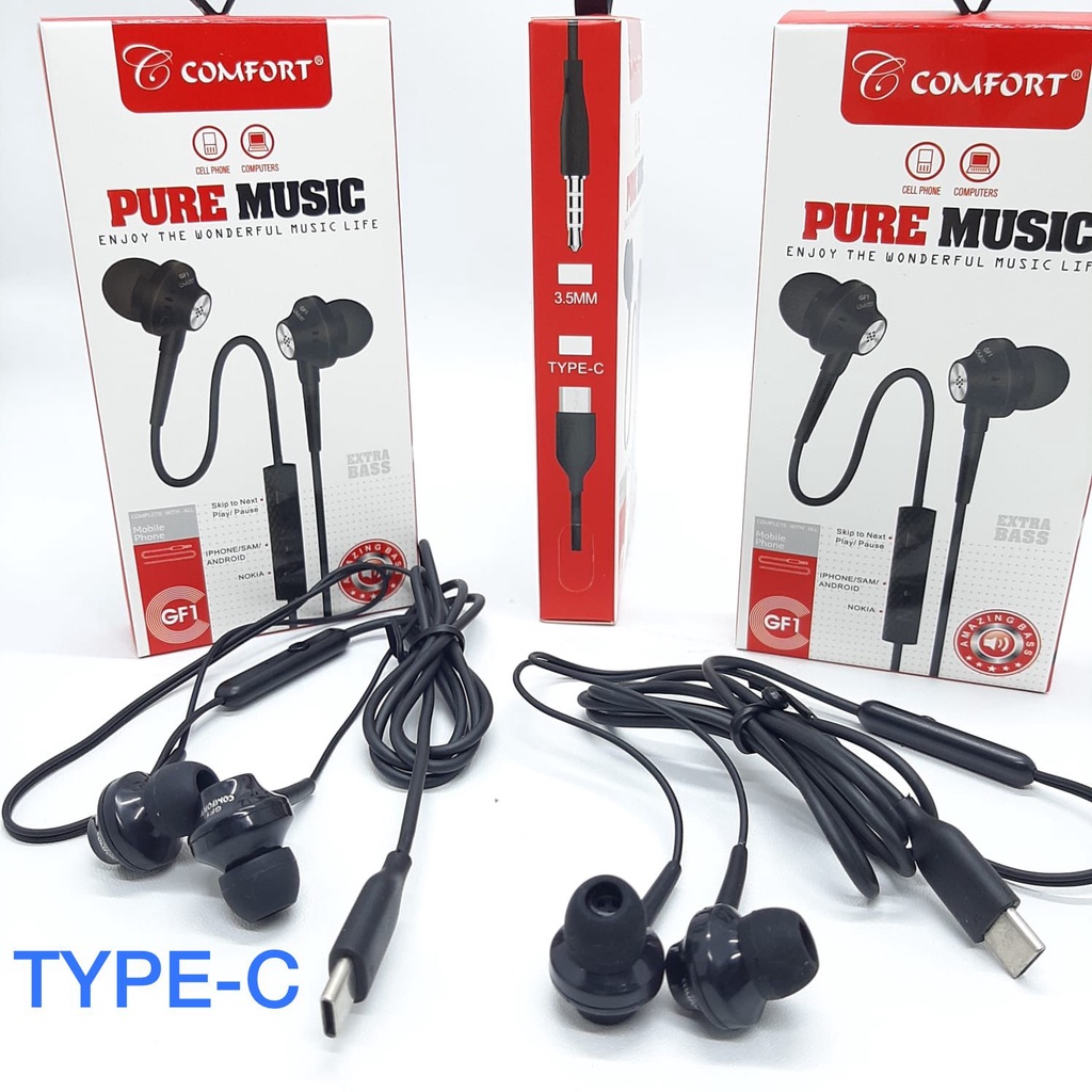Handsfree GF1 Comfort Pure Music GF1 Extra Bass / Stereo Headset / Earphone Super Bass