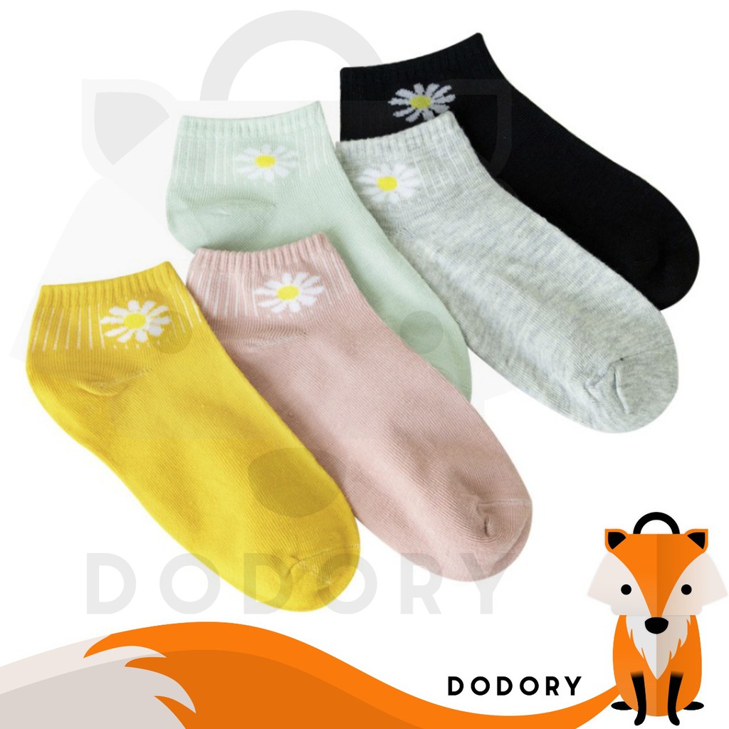 DODORY D080 Kaos Kaki Motif Bunga Wanita KaosKaki Pendek Short Socks