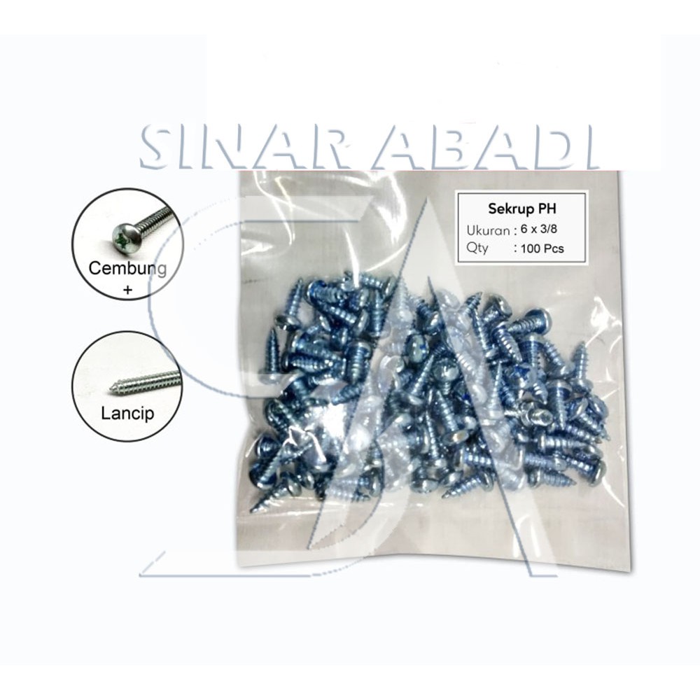 SEKRUP PH 6 x 3/8 - SKRUP PH 6x3/8 BAUT TAPPING ISI 100 PCS