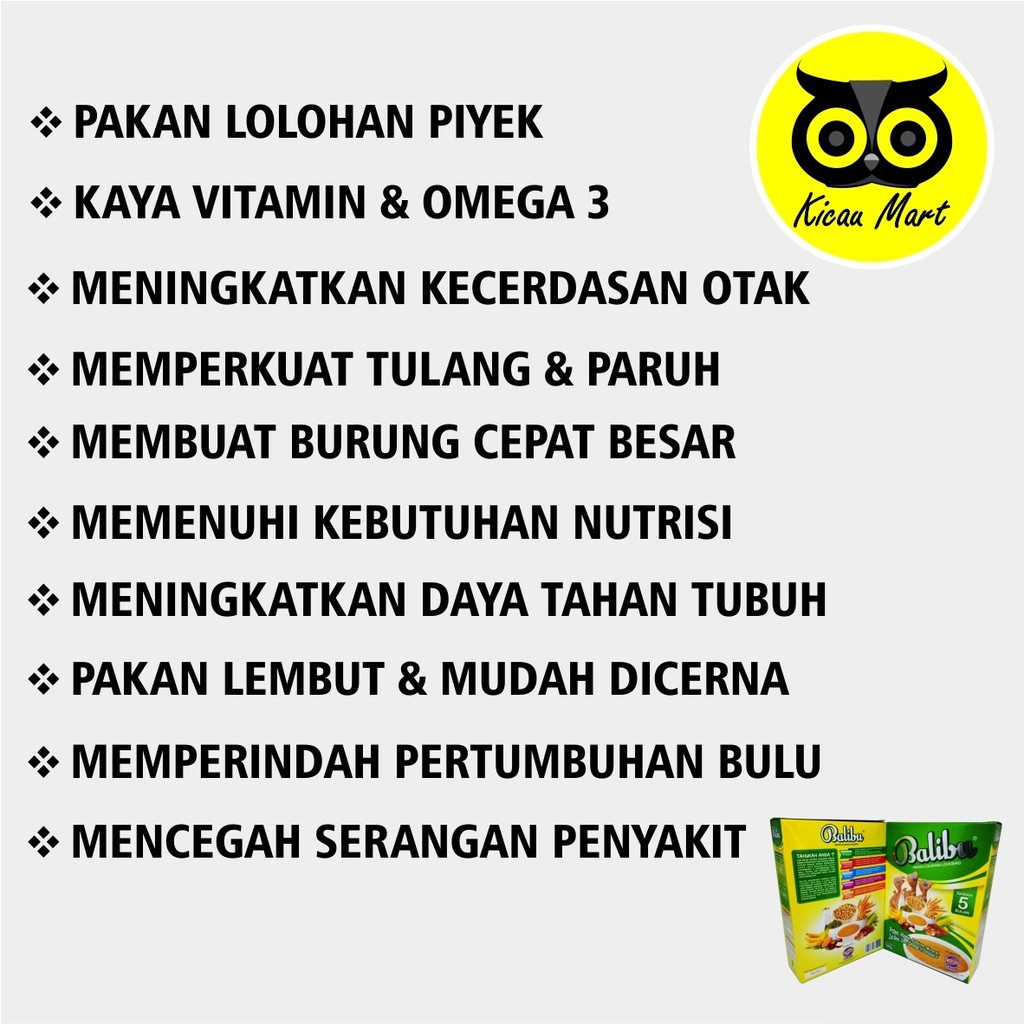 Balibu Ebod Jaya Pakan Lolohan Semua Anak Burung Lovebird Murai Makanan Ber Vitamin Piyik Anakan Bayi Burung Hand Feeding HF Bubur Loloh