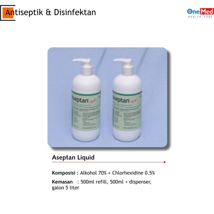 Aseptan Aseptic Liquid 500 ml Onemed / Hand Sanitizer Aseptan 500ml Pump Onemed