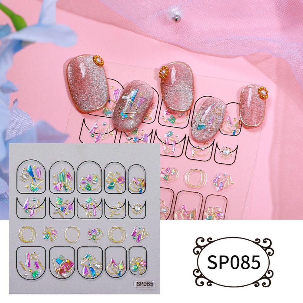 Mxbeauty Aurora Stiker Kuku Wanita Fashion Pola Tidak Teratur Flamingo Self Adhesive Nail Art Dekorasi