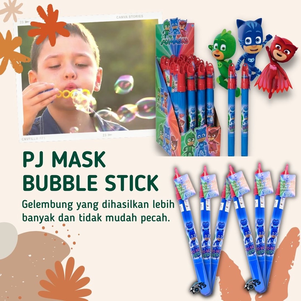 Balon Tiup  PJ MASK Bubble Stick - Mainan Bubble Gagang Tiup Gelembung Air Sabun Buble Stik Sabun mainan terapi wicara speech delay therapy terlambat bicara