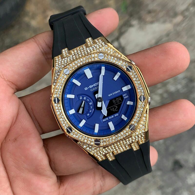 Jam casio G-shock GA2100 custom strap dan bezel