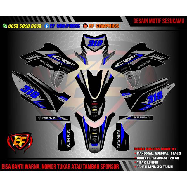 Sticker fullbody atau decal CRF 150 l biru abu keren