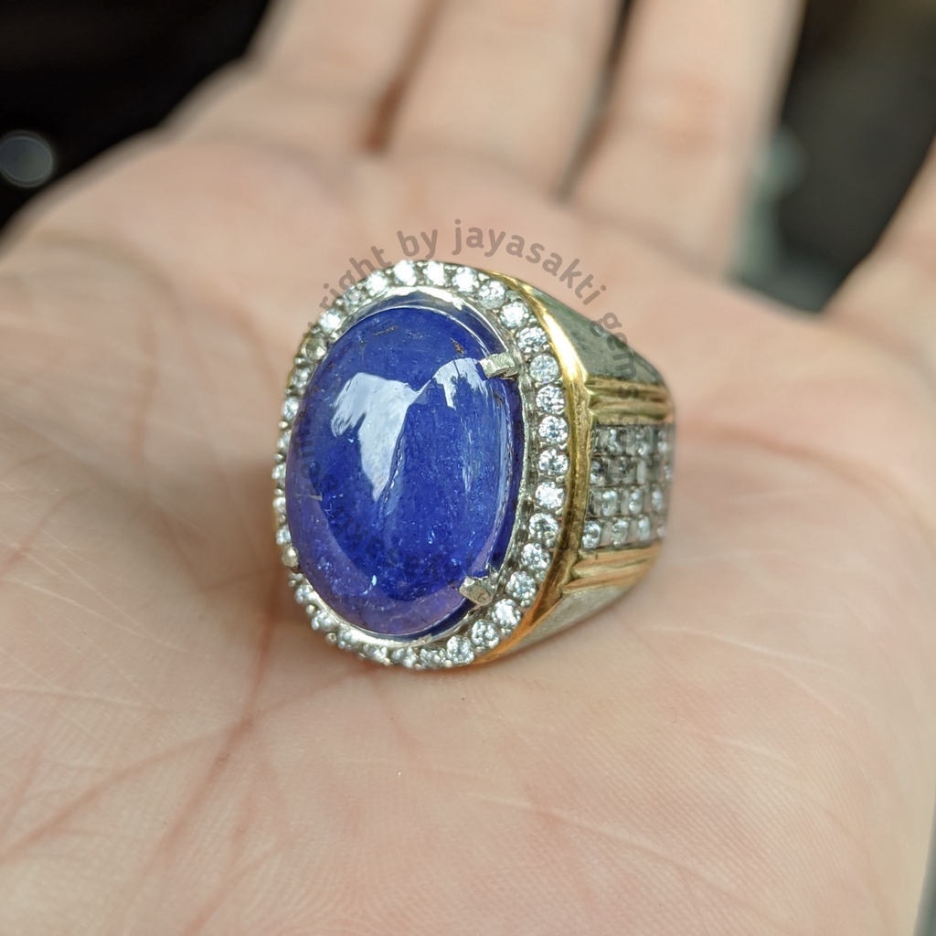 Natural Royal Blue Tanzanite Ring Perak Mewah Free Memo Lab JSB 04