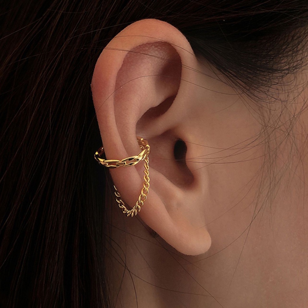 Anting Klip Telinga Tanpa Tindik Model hollow Rumbai Gaya retro Perancis Untuk Wanita