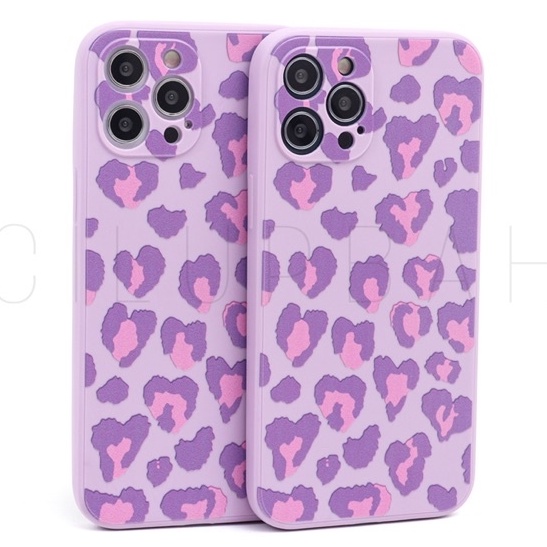 Purple Leopard Case Soft Case Lens Cover for iPhone 6 7 8 PLUS X XR XS 11 12 MINI PRO MAX