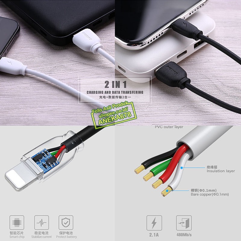 REMAX MICRO USB KABEL CHARGER DATA CABLE 100CM FAST CHARGING 2.1A