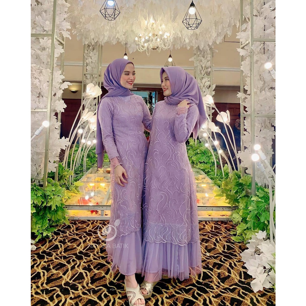 [NEW ARRIVAL] Maxi Dress Brukat Sabrina | Gamis Pesta Modern | Gamis Remaja | Dress Brokat Tulle Mutiara | Seragam Bridesmaid | Gamis Geraldine