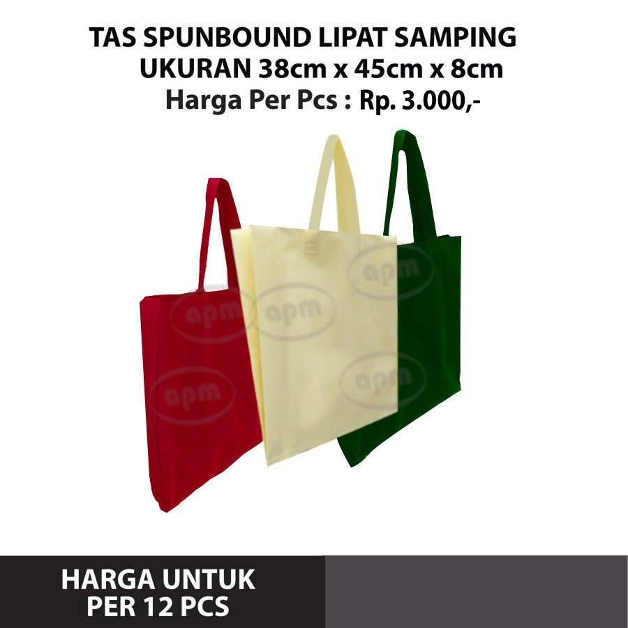 

Tas Spunbond / Goodiebag Lipat Samping Ukuran 38cm x 45cm x 8cm Polos