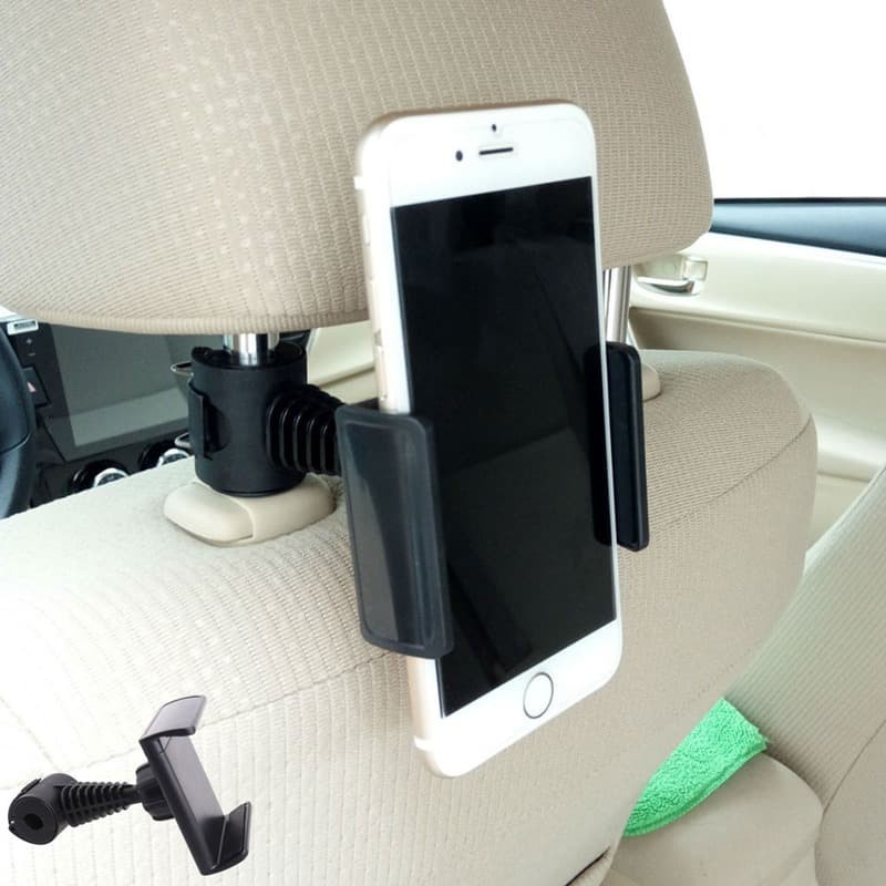 360 Degree Backseat Headrest Smarphone Mount Car Holder - GP97 - Black