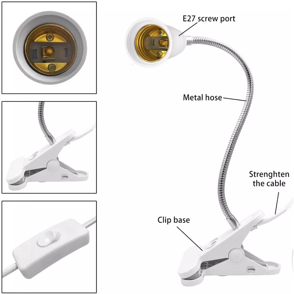 Rumah Kap Lampu Meja Jepit/Clamp Fleksibel Fitting E27 Belajar Arsitek