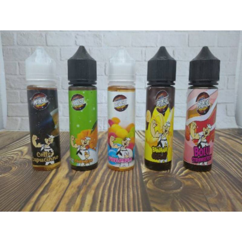 LIQUIDS Popeye 60ML 6 RASA MANGO GRAPE COFFEE CAPPUCCINO BUBBLEGUM LEMON