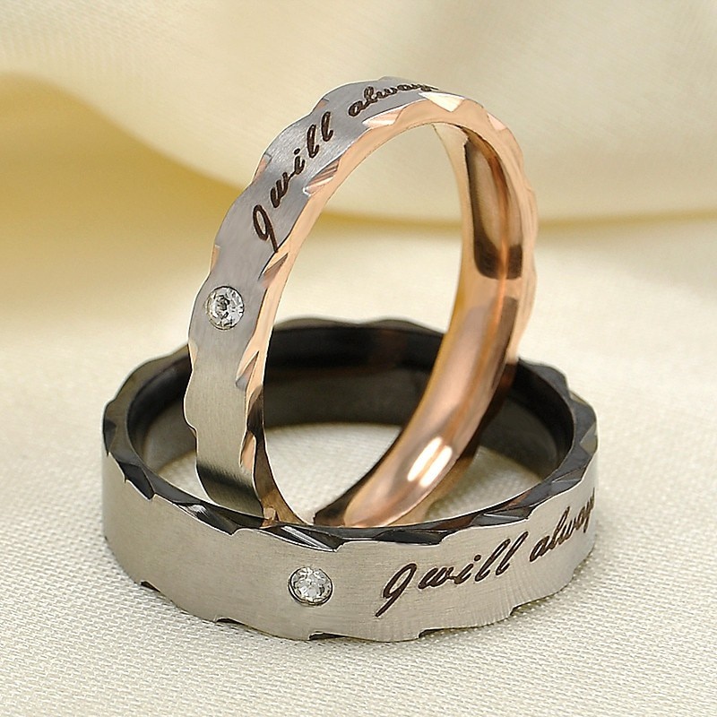 Cincin Pasangan Bahan Stainless Steel Desain I Always With You Gaya Klasik Untuk Pernikahan