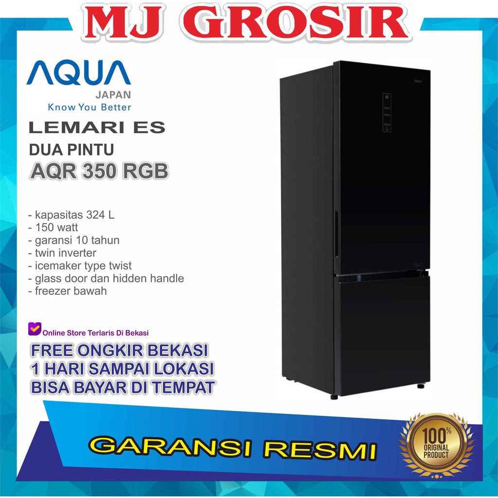 KULKAS AQUA JAPAN AQR 350RGB LEMARI ES 2 PINTU AQR350RGB  