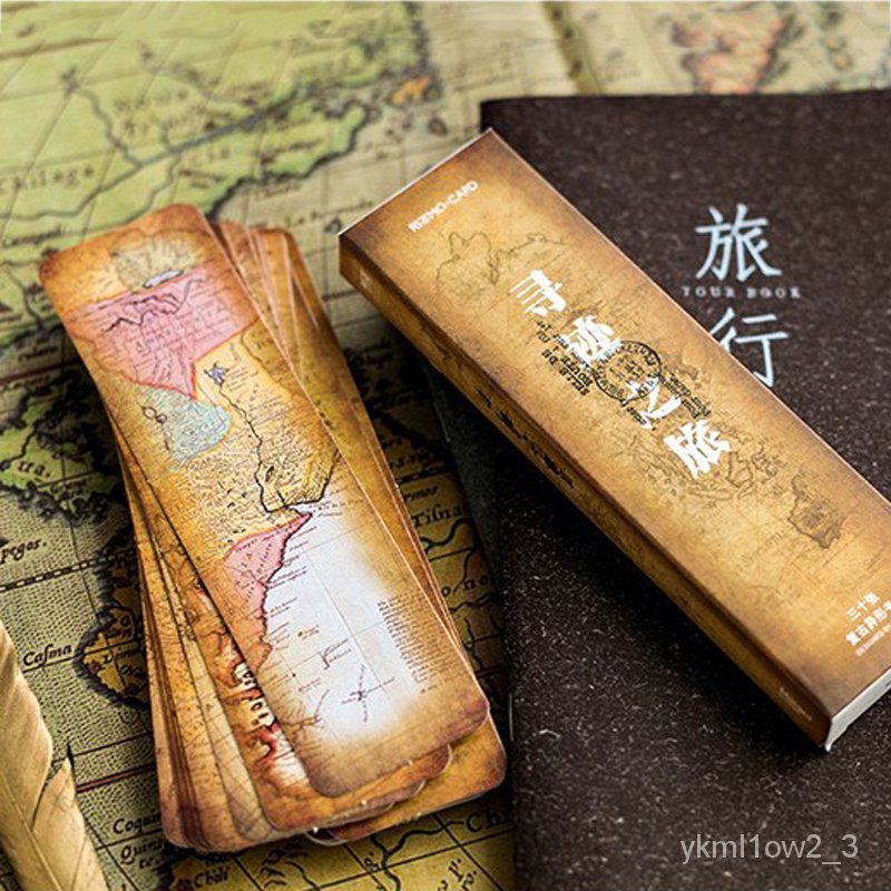 

30Pcs/Pack Vintage Bookmarks Sets For Students Retro Map Style Paper Bookmark School Office Supply D