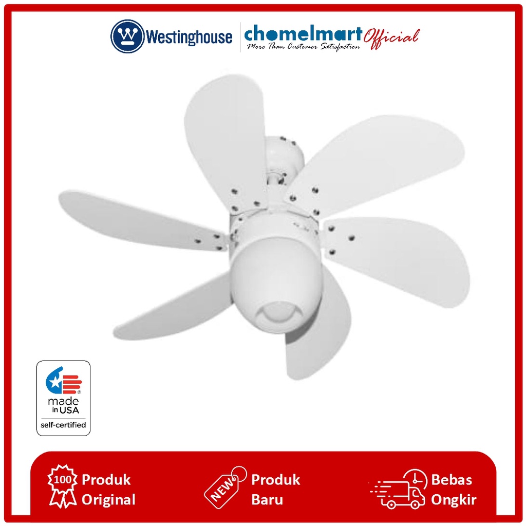 Westinghouse Turbo Swirl Kipas Angin Plafon 30 Inci 6 Bilah Warna Brushed Aluminum