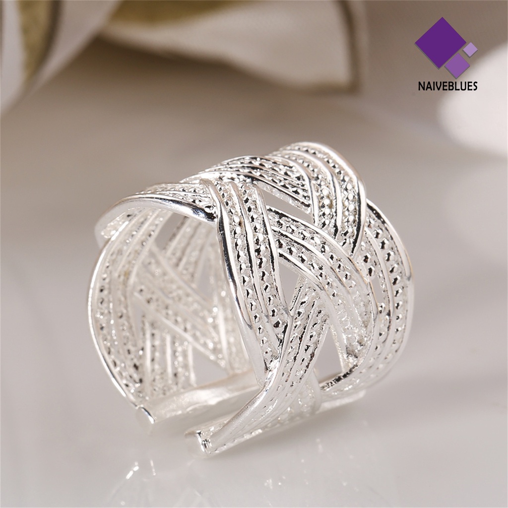 Cincin Model Terbuka Bahan 925 Silver Plated Untuk Wanita