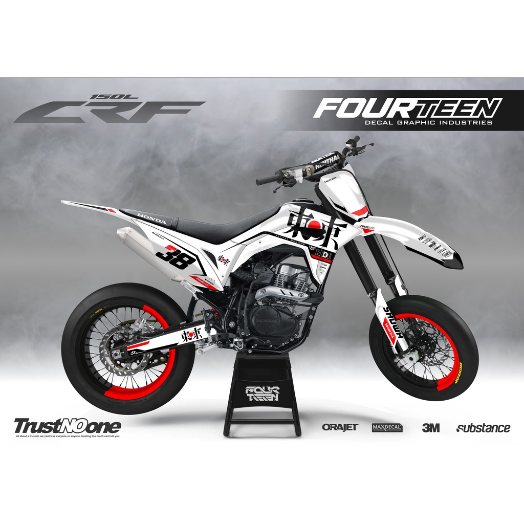 DECAL CRF 150 TOKYO - stiker dekal crf 150 L putih japan jepang