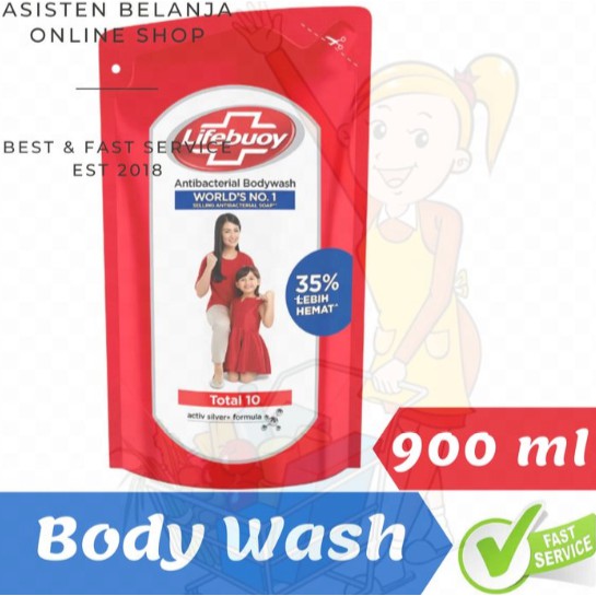 Sabun Mandi Cair 825ml Lifebuoy Merah Total10 Liquid 900 ml 825ml  Body Wash Antibacterial Bodywash Refill