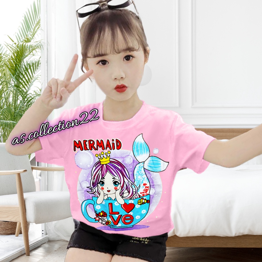 KAOS Anak perempuan Motif MERMAID Love Cute#USIA 1-10 TAHUN