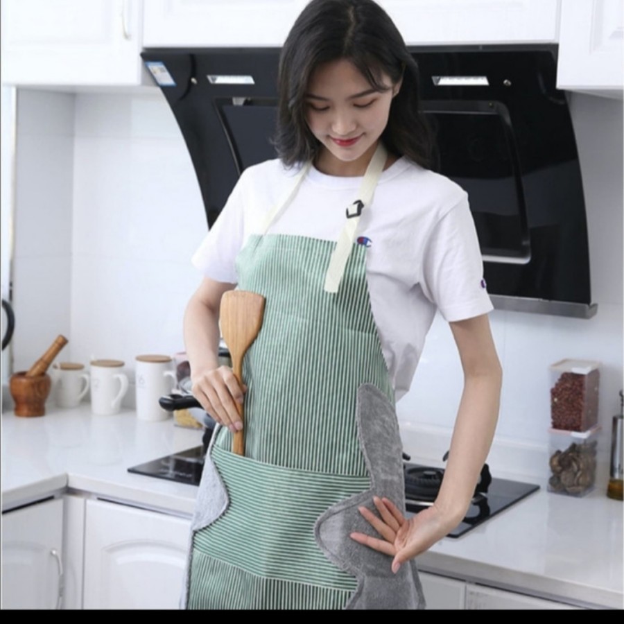 Celemek premium bisa lap tangan apron masak anti air minyak dapur set