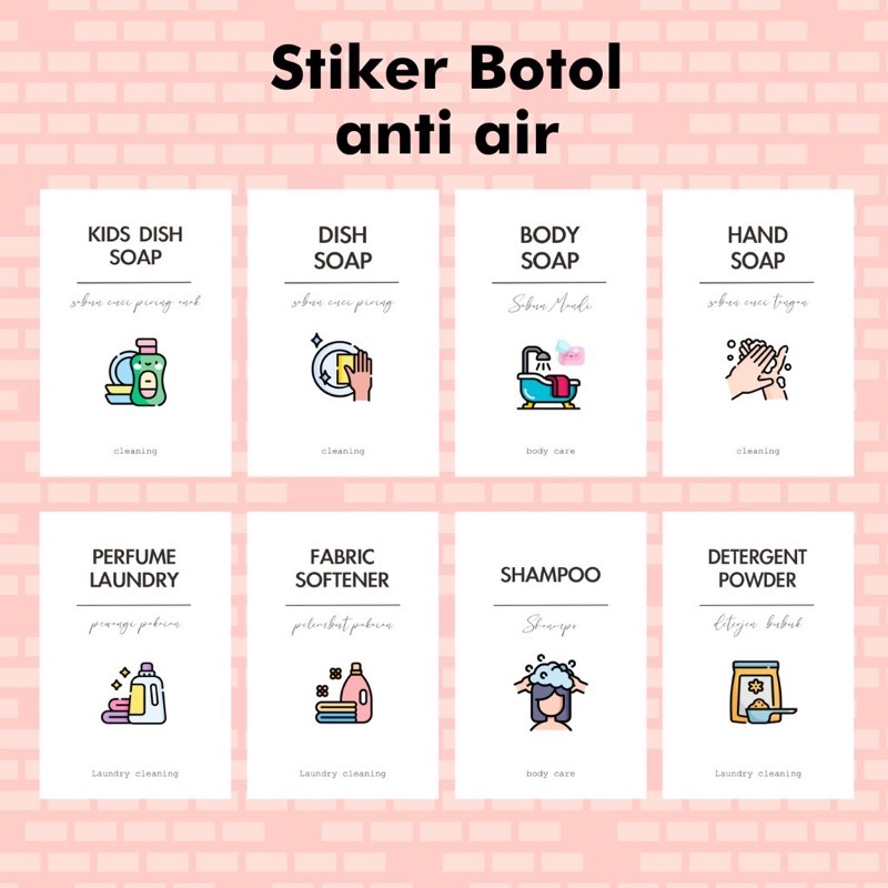 

Stiker Label Botol Sabun Deterjen Perlengkapan Kamar Mandi Anti Air Berwarna