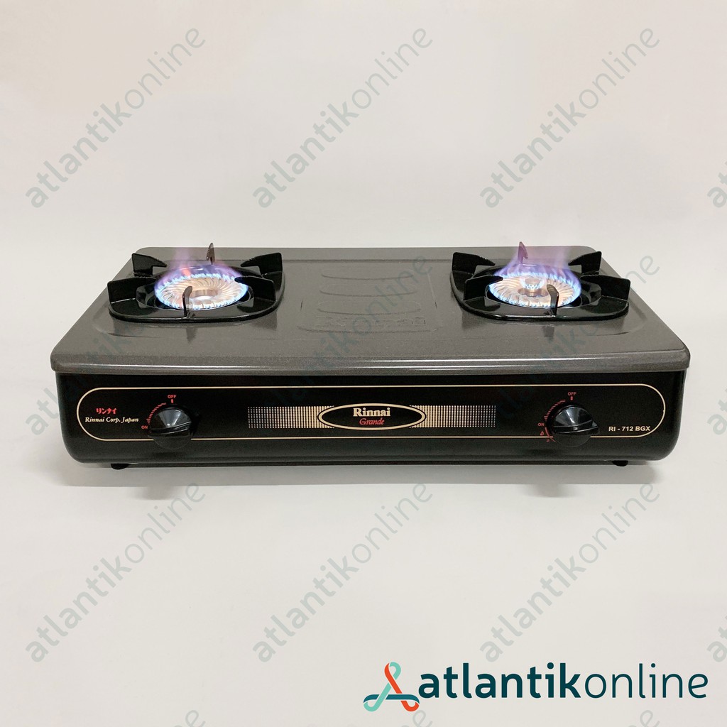 Kompor gas 2 tungku api tornado anti gores RINNAI RI-712BGX RI712BGX