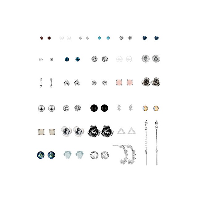 LRC Anting Tusuk Fashion Color Arrow Star Alloy Stud Earring Set (30 Pairs) F70866