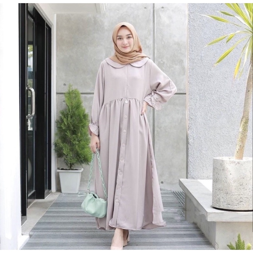 GRASIA LONG DRESS / GAMIS POLOS COLLAR / KERAH TERBARU 2022