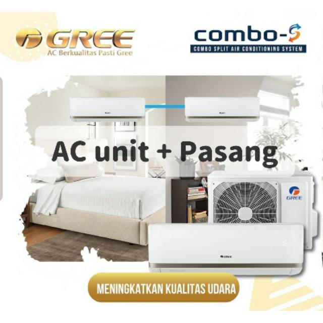Gree AC Combo Split Inverter berikut Pasang 0505CS 0.5 pk 1/2 pk low watt Bandung Split 0.5pk 1 2pk