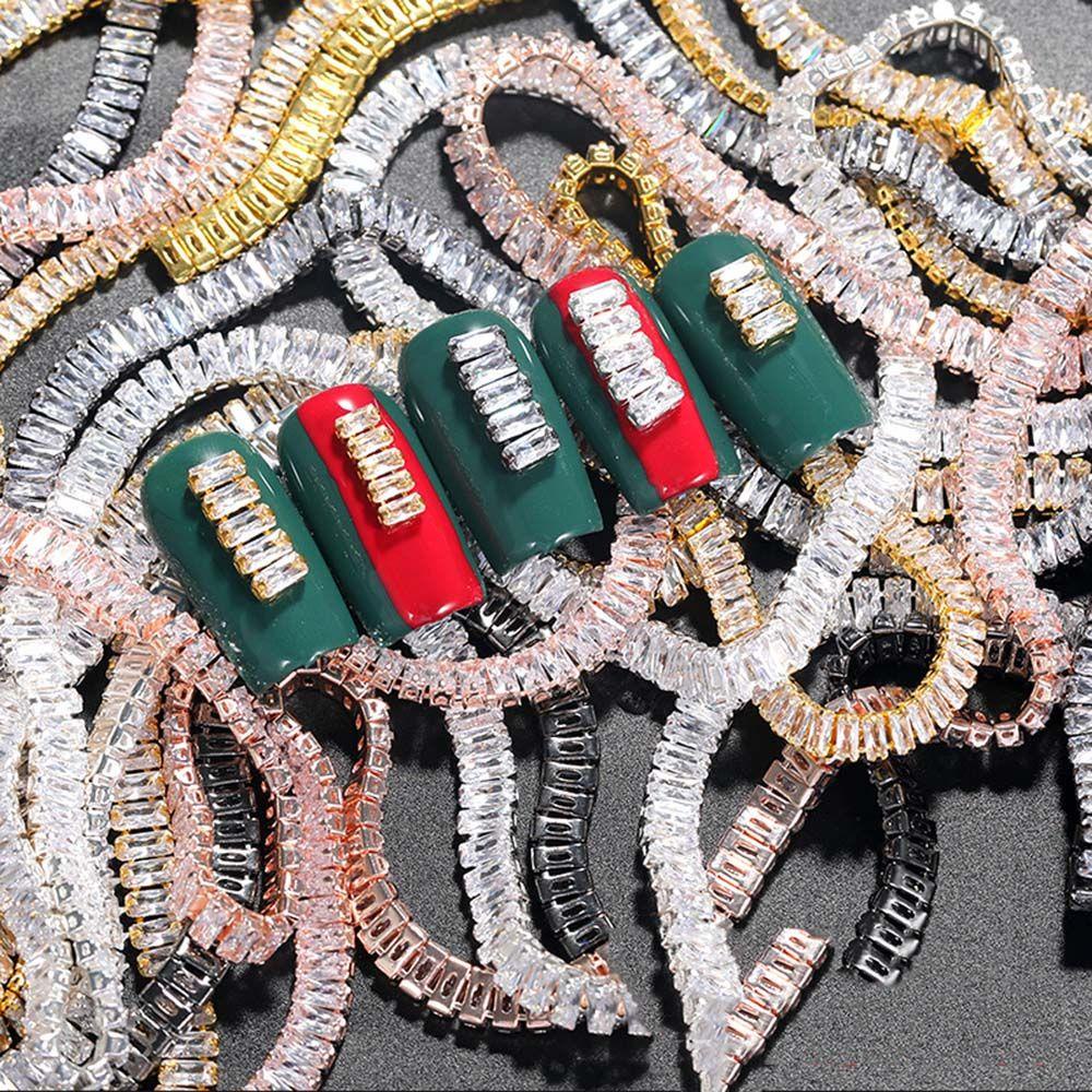 AUGUSTINA Augustina Cakar Berlian Rantai Super Kedip Paduan Charms Gaya Jepang Berlian Ornamen Shiny DIY Dekorasi Kuku