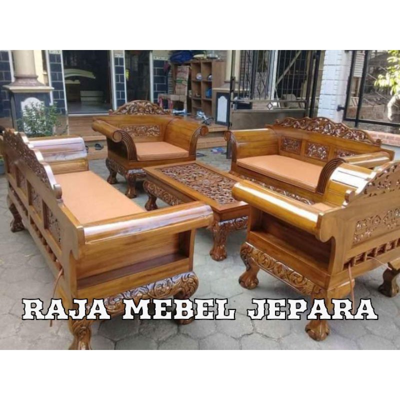 kursi tamu madura kuku macan sizr jumbo jati, kursi tamu full ukiran furniture jepara