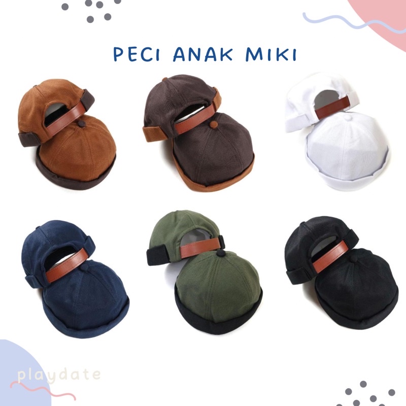 Topi Peci Anak Songkok Anak Miki Hat Kopiah Bulat Anak Muslim Laki Laki Cowok List Polos Gaul