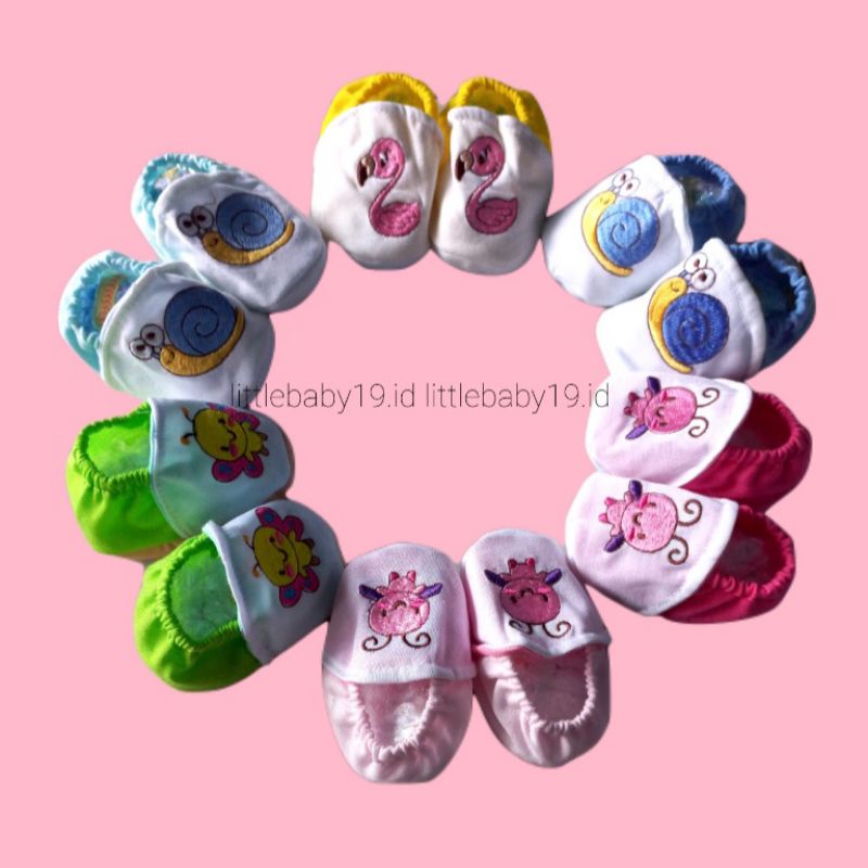 Sepatu Bayi Newborn Bordir / Sepatu Gambar Boneka Bordir Bayi Baru Lahir