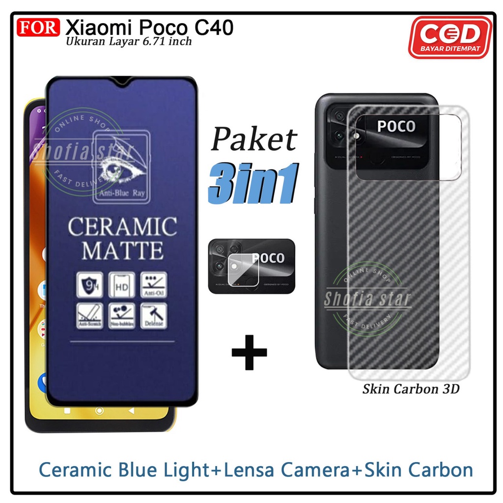 3in1 Anti Gores Ceramik Privacy Matte Poco C40 M4 Pro Poco x3 Gt X3 X3 Nfc X3 Pro M3 M3 PRO 5G Anti Spy Full Cover