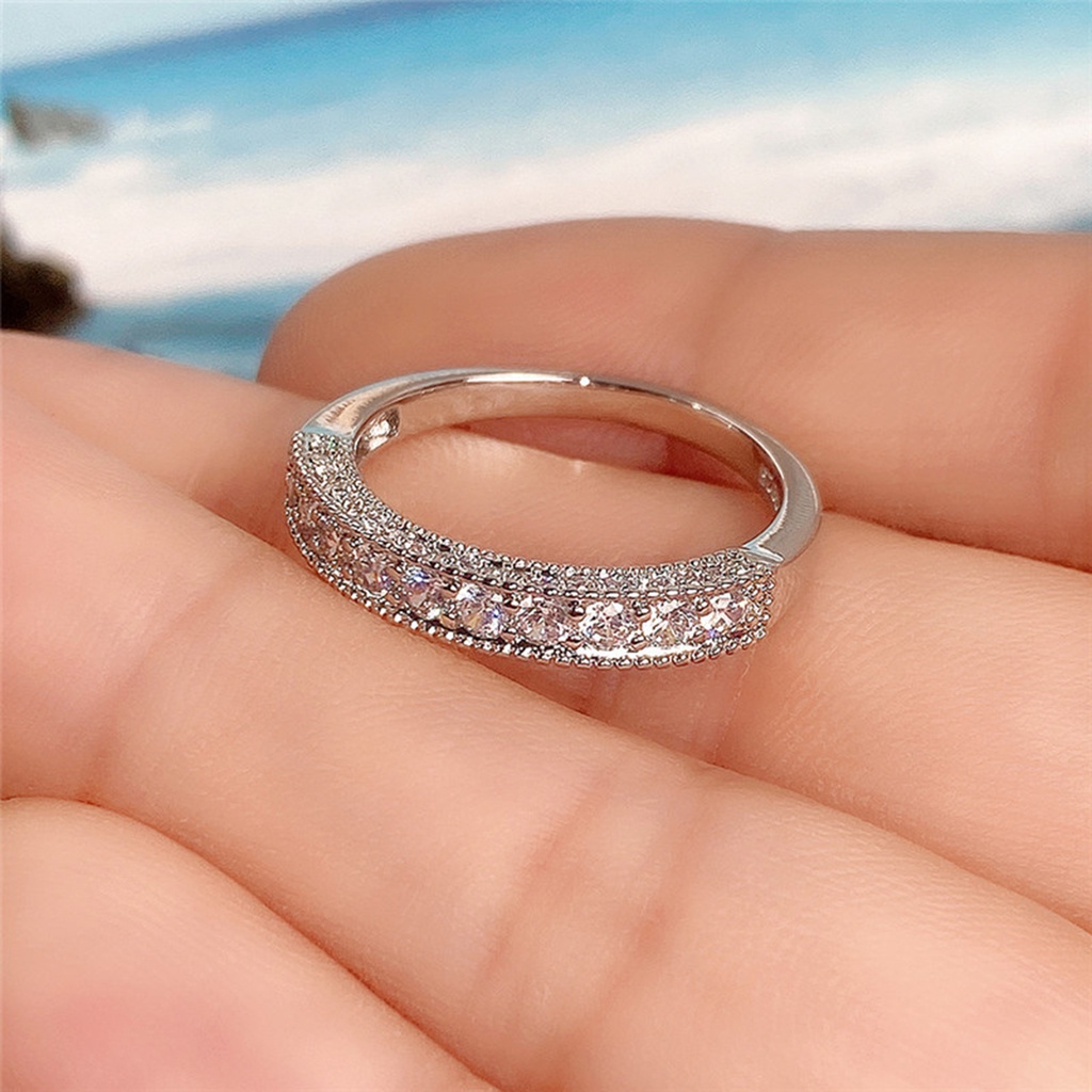 Hu Hu Hu Hu Hu Alat Bantu Pasang Kacamata♡ Cincin Kristal Cubic Zirconia Bulat Berkilau Untuk Hadiah Valentine Priawanita