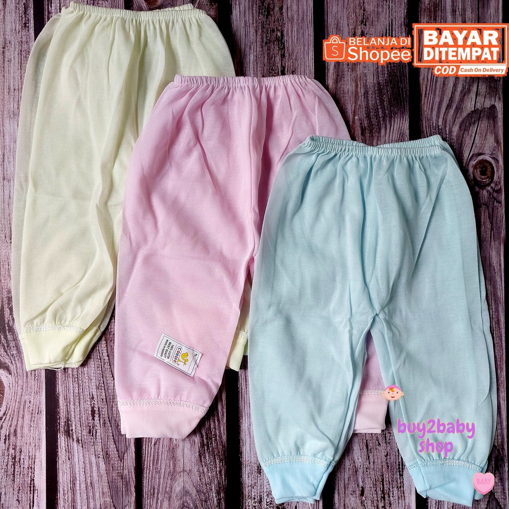 Celana panjang bayi harian murah meriah warna polos CONOCO 0-6 Bulan 3 PCS