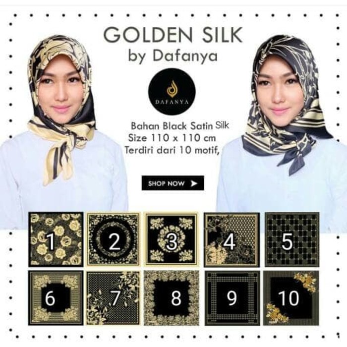HIJAB KERUDUNG JILBAB SEGI EMPAT SATIN GOLDEN SILK DAFANYA