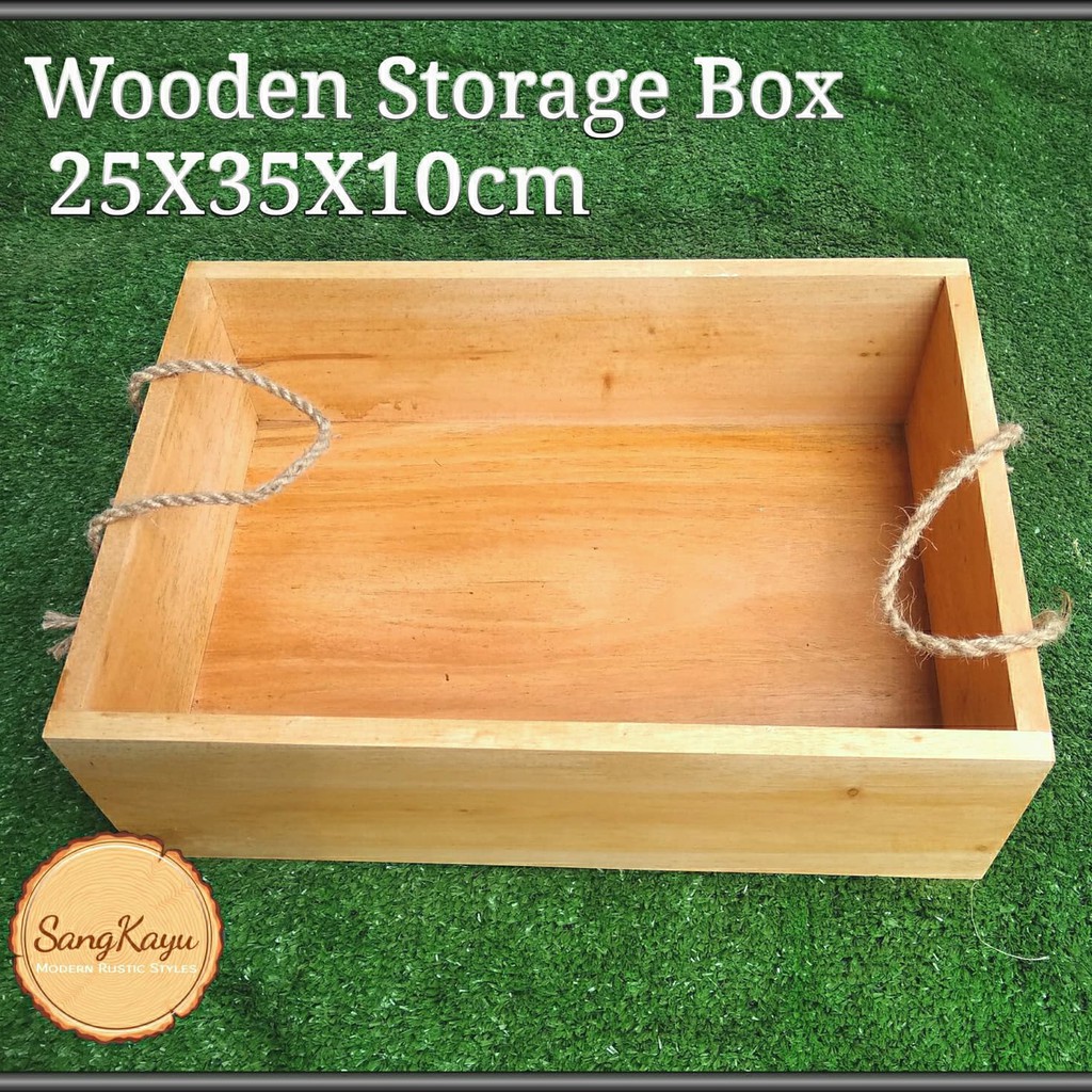 Wodden Storage Box 25X35X10 CM Kayu Kotak Penyimpanan Serbaguna