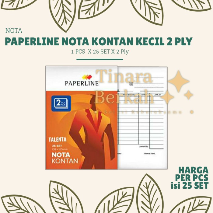 

Paperline Nota Kontan Kecil 2 Ply / Buku Bon PPL 2 Rangkap / 1 Pcs