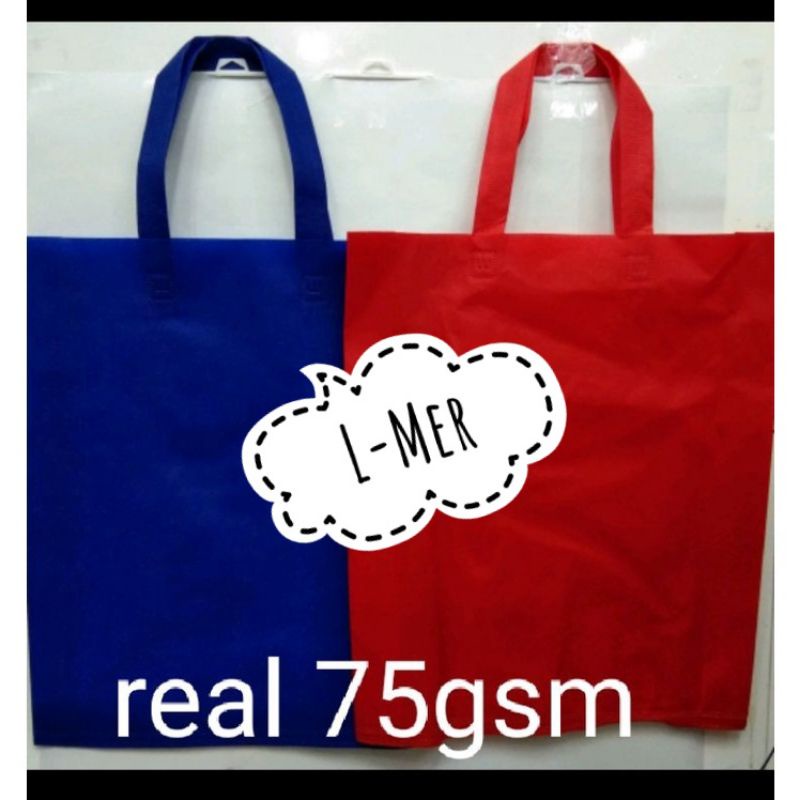 

1lusin (12pcs) PaHe( Paket Hemat)Goodie Bag Handle uk 30x40x8 kain 70gsm / Tas