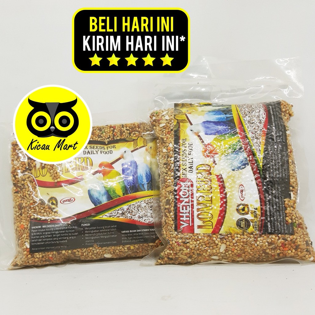 PAKAN MAKANAN HARIAN BURUNG LOVEBIRD BIJI MILET VHENOM MIX SEEDS DAILY FOOD UNIQUE 300 GRAM VHEMLB30