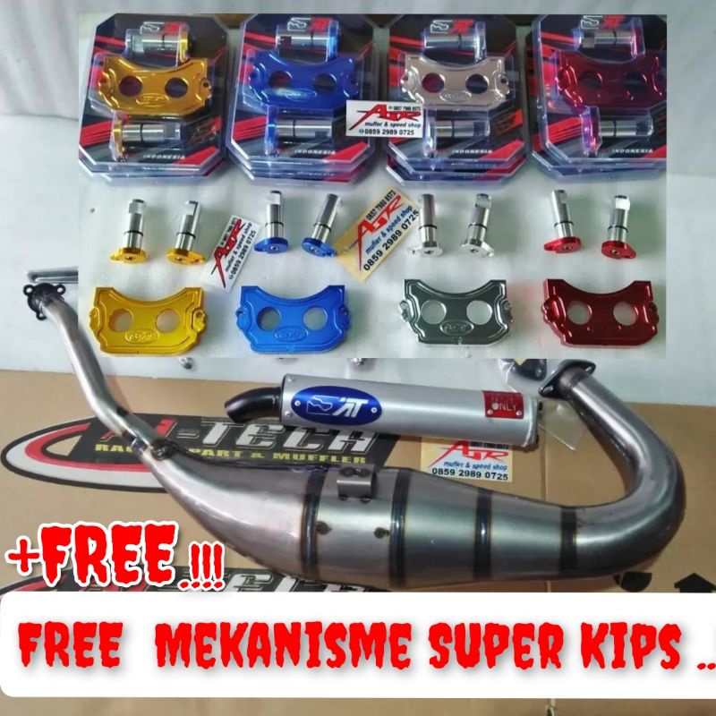Paket MURAH Knalpot Aitech ORIGINAL Galvanish Bigvolume PLUS Mekanisme Super Kips CNC warna Gold bir