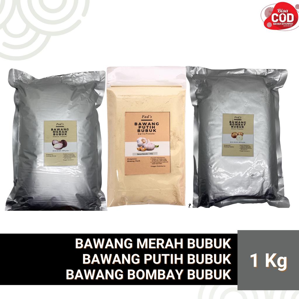 Fad's Bumbu Dapur Bubuk Bawang Putih Bubuk 1 Kg - Bawang Merah Bubuk 1 Kg - Bawang Bombay Bubuk 1 Kg